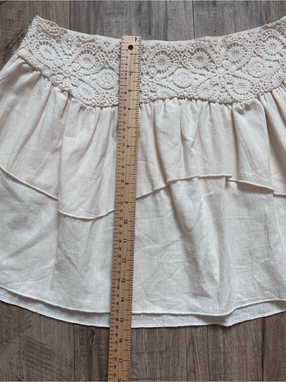 Boho Cream Crochet detail Tiered Mini Skirt baumwolle cotton summer neutral - Picture 4 of 8